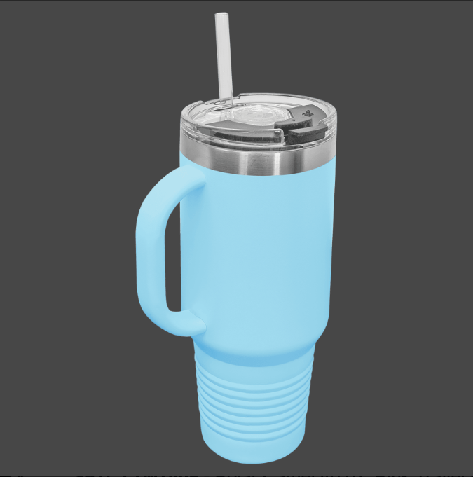 Blank 40 oz. Travel Mug with Handle, Straw Included