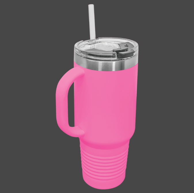 Blank 40 oz. Travel Mug with Handle, Straw Included