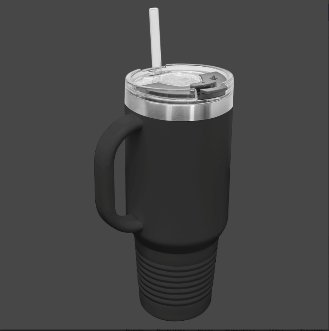 Blank 40 oz. Travel Mug with Handle, Straw Included